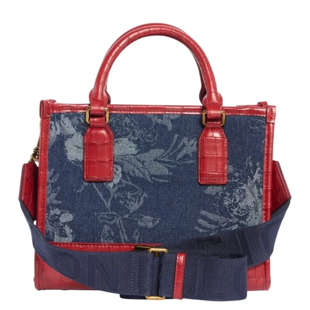 Kurt Geiger London Small Chiswick Croc Embossed Trim Denim Tote